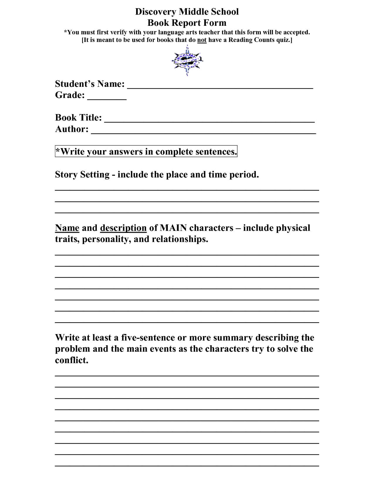 Scope Of Work Template | Book Report Templates, High School Pertaining To Middle School Book Report Template