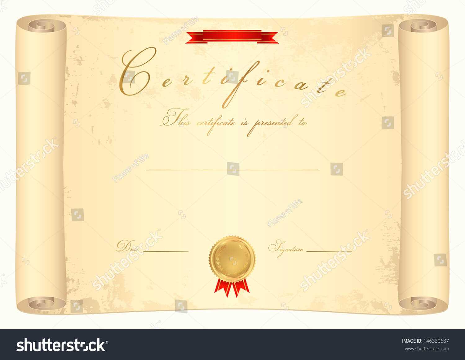 Scroll Certificate Completion Template Sample Background Regarding Certificate Scroll Template