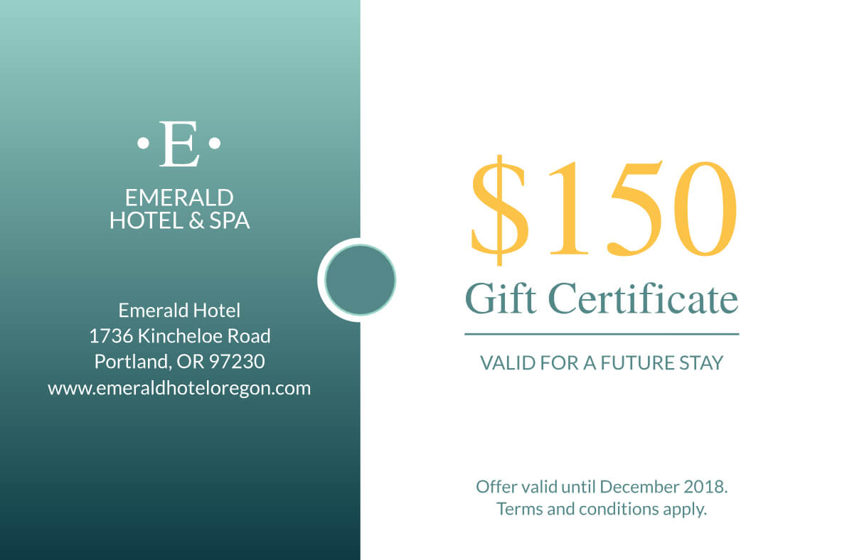 Seaside Hotel Gift Certificate Template | Gift Certificate For Company Gift Certificate Template