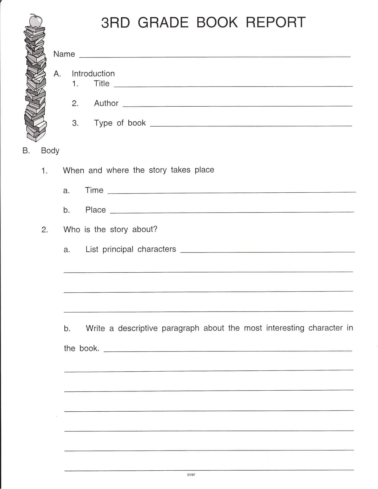 Second Grade Book Report Template | Scope Of Work Template For Book Report Template Grade 1