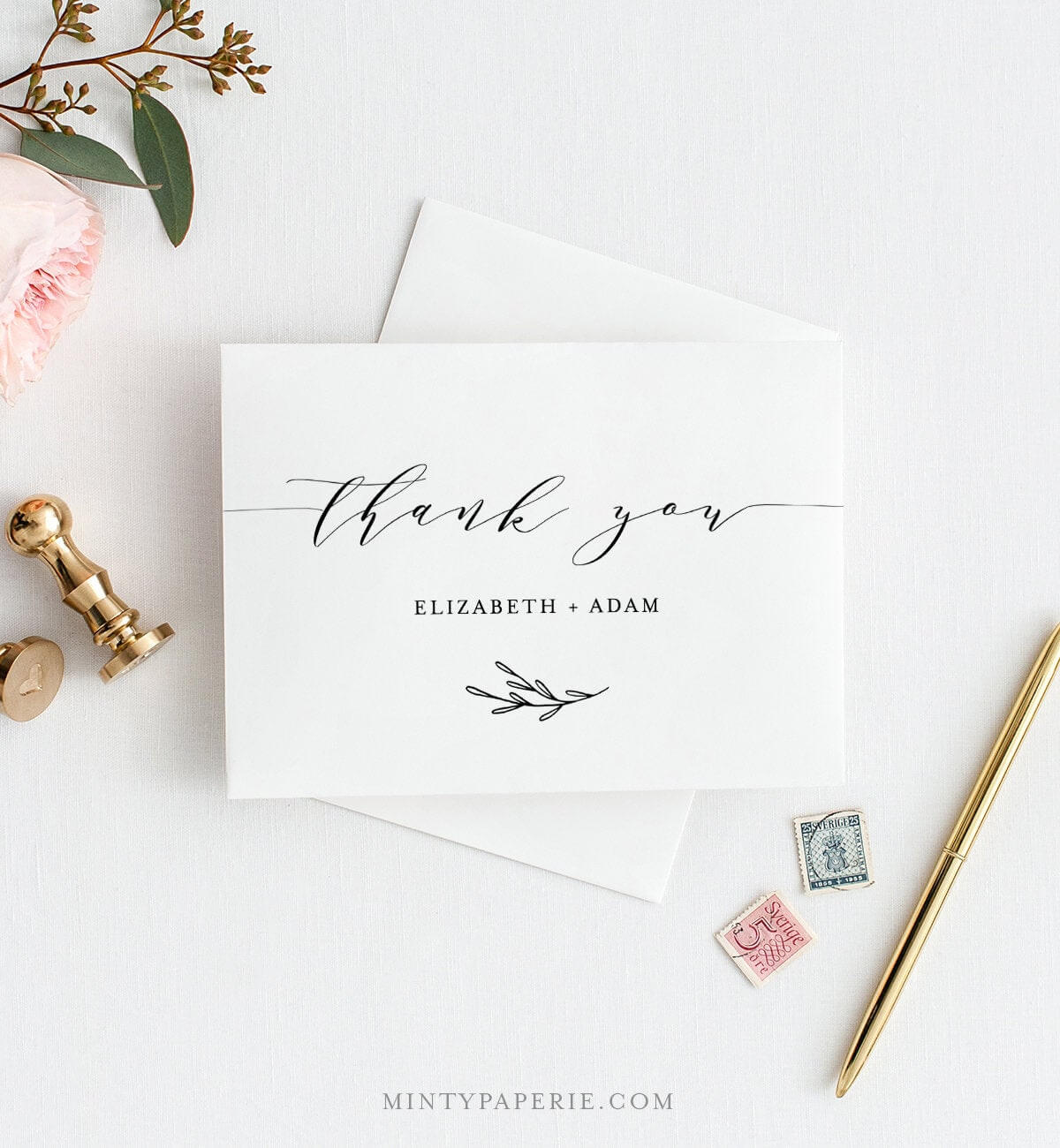 Self Editing Thank You Template, Folded Thank You Note Intended For Thank You Note Cards Template