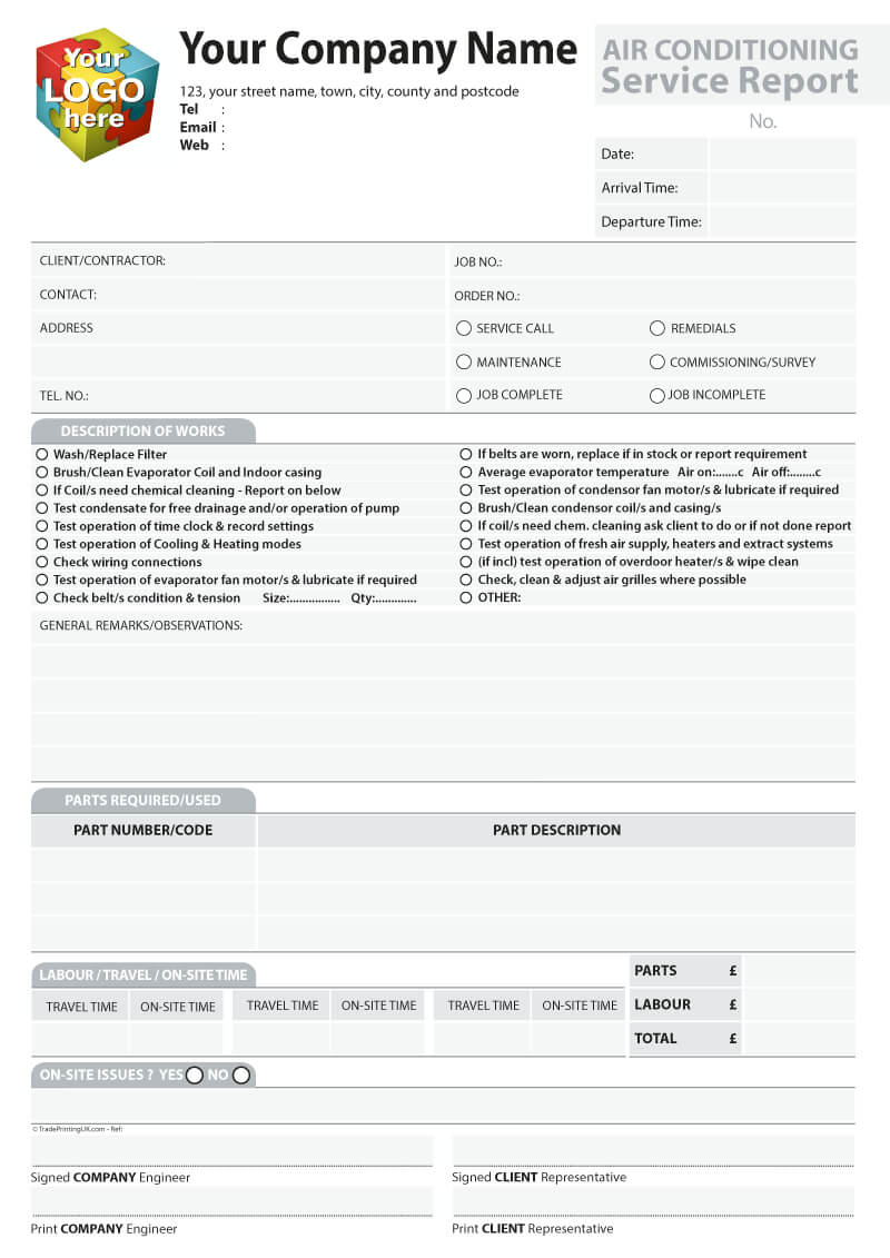 Service Report Template Artwork For Carbonless Ncr Printing Intended For Check Out Report Template