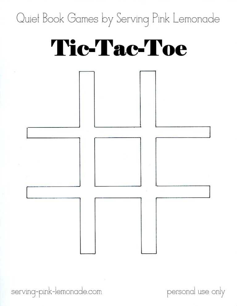 Tic Tac Toe Menu Template