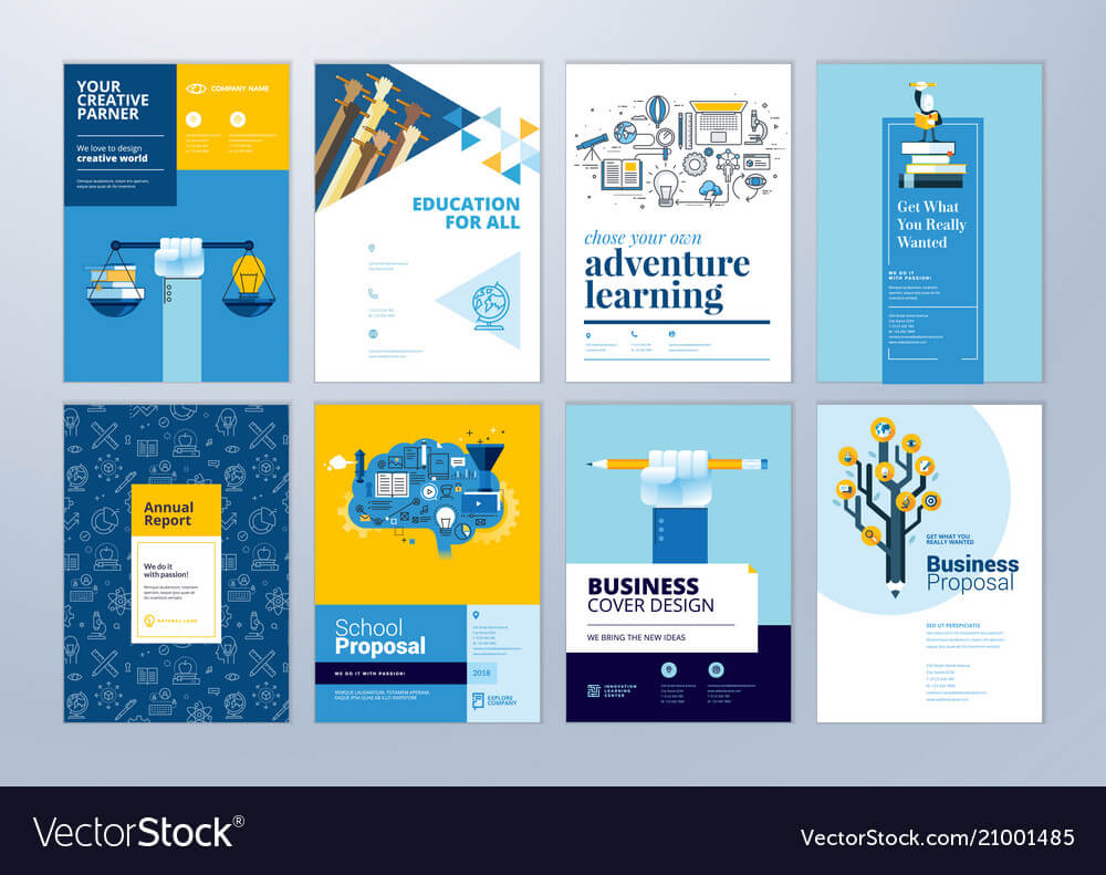 Set Of Brochure Design Templates Of Education With Brochure Design Templates For Education