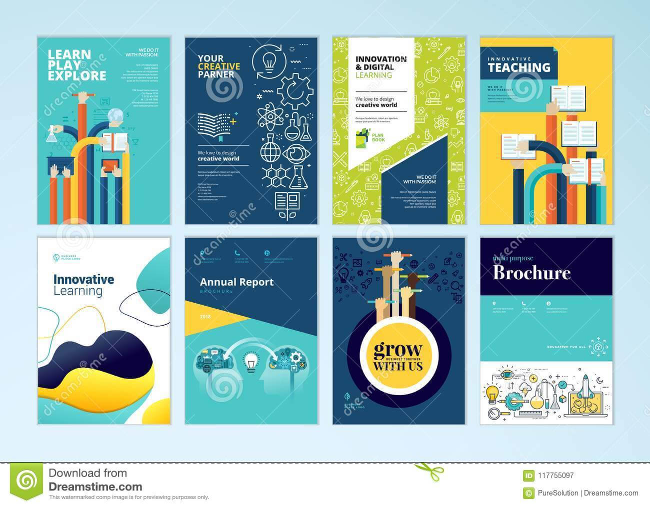 Set Of Brochure Design Templates On The Subject Of Education Inside Online Free Brochure Design Templates