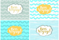 Set Of Four Cards, Vector Templates. Bon Voyage. pertaining to Bon Voyage Card Template