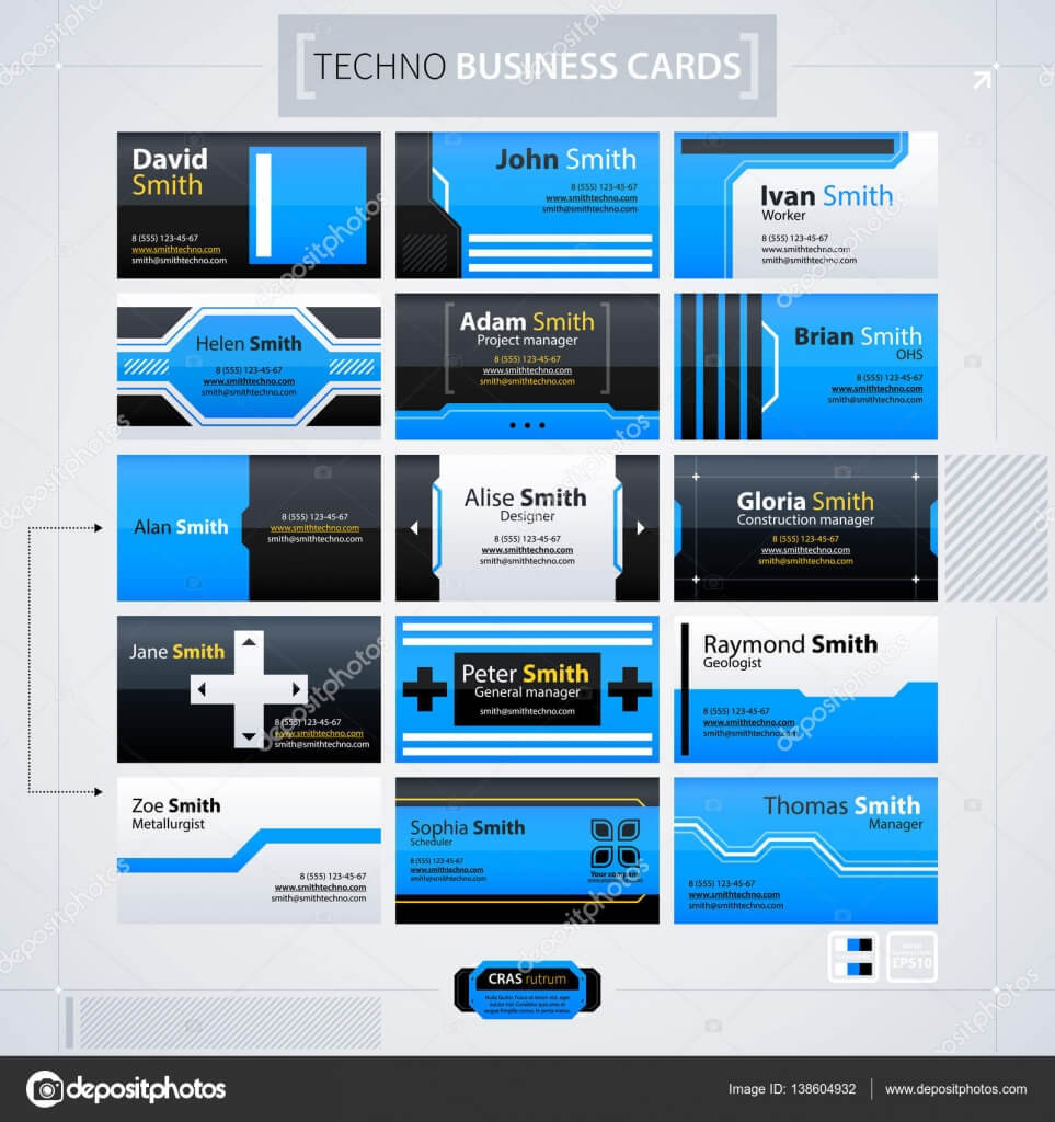 Set Of Modern Business Cards Templates. Futuristic Techno With Advertising Cards Templates
