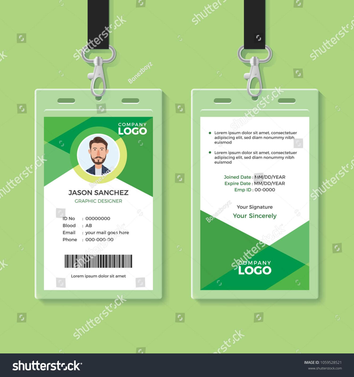 Simple And Clean Green Id Card Design Template Green#clean Throughout Dope Card Template