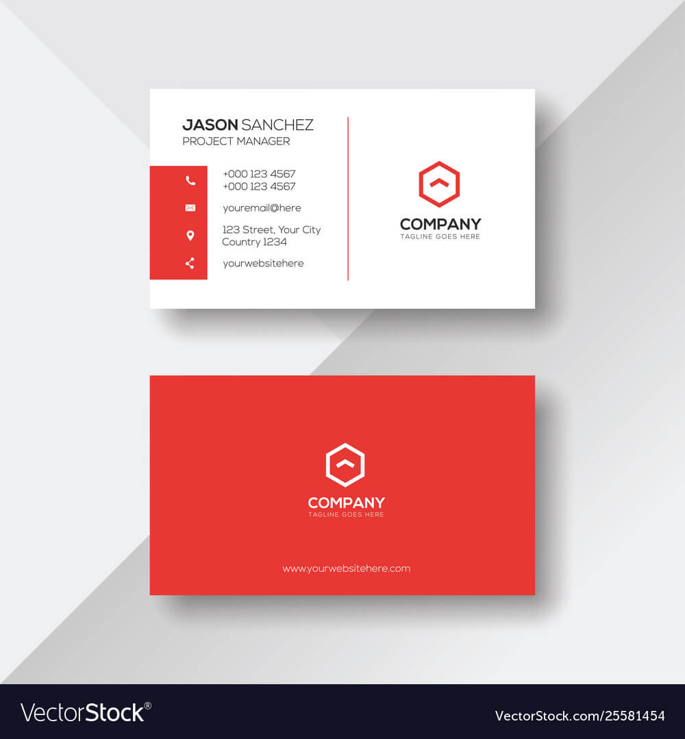 Simple And Clean Red And White Business Card For Visiting Card Templates Download