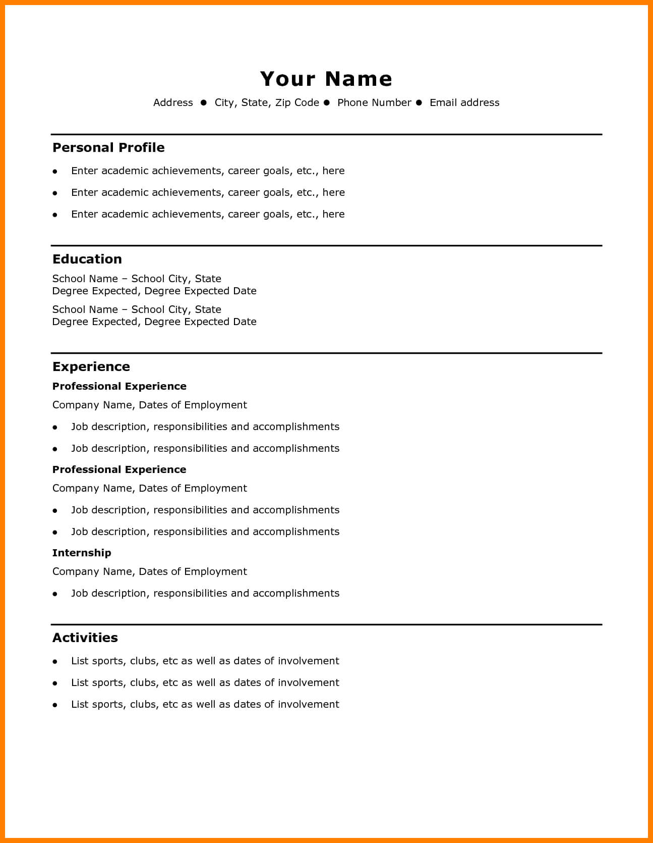Simple Basic Resume – Forza.mbiconsultingltd Throughout Simple Resume Template Microsoft Word