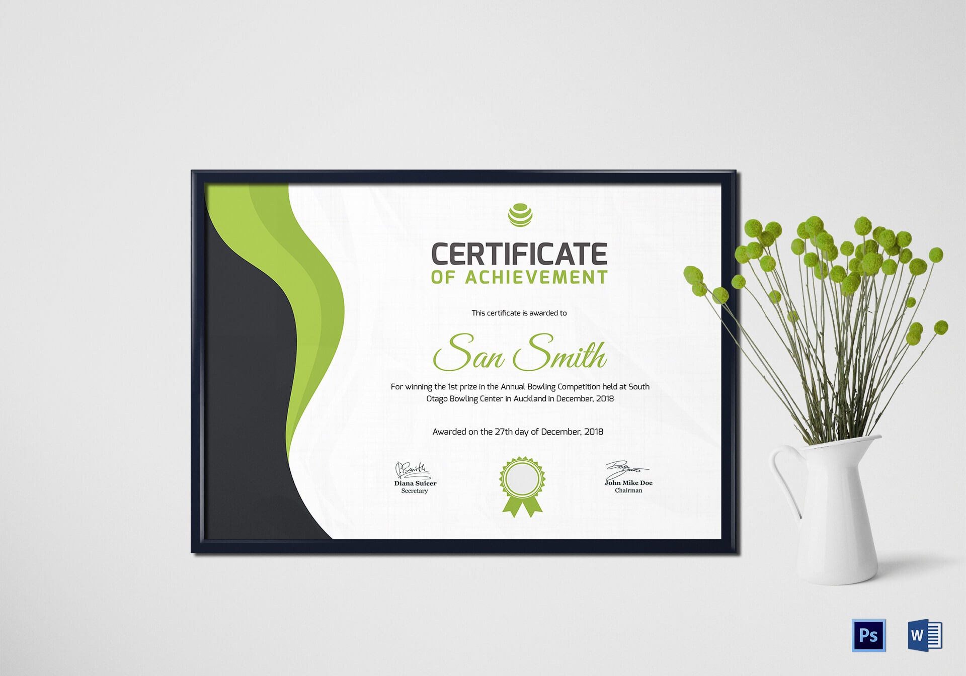 Simple Bowling Award Certificate Template In Award Certificate Design Template