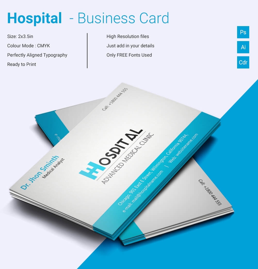 Simple Hospital Business Card Template | Free & Premium For Call Card Templates