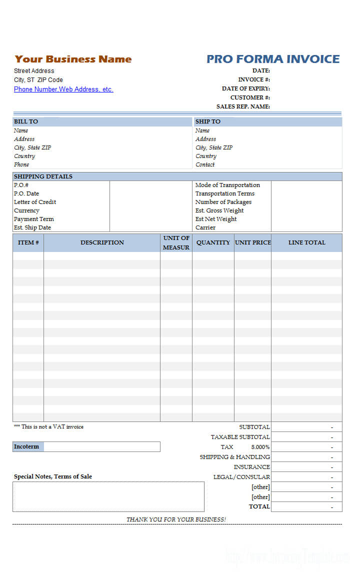 Simple Proforma Invoicing Sample | Invoice Template Word With Free Proforma Invoice Template Word