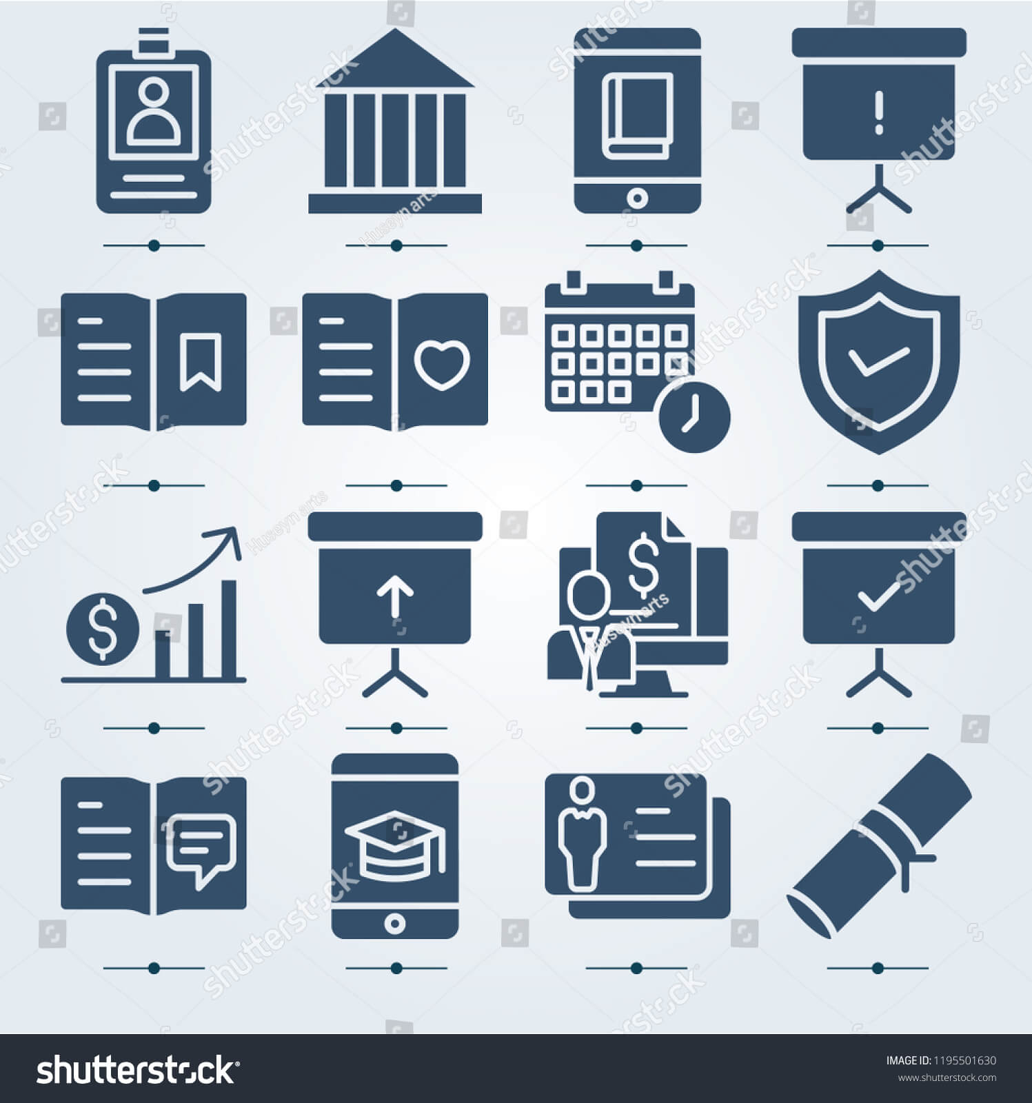 Simple Set 16 Icons Related Template | Signs/symbols Stock Image For Shield Id Card Template