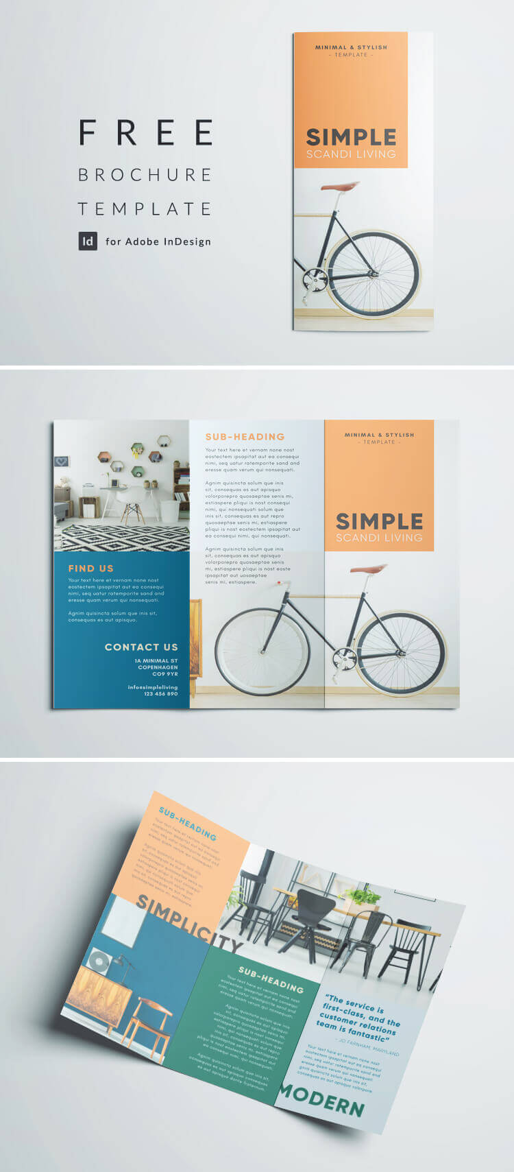 Simple Tri Fold Brochure | Free Indesign Template In 3 Fold Brochure Template Free Download