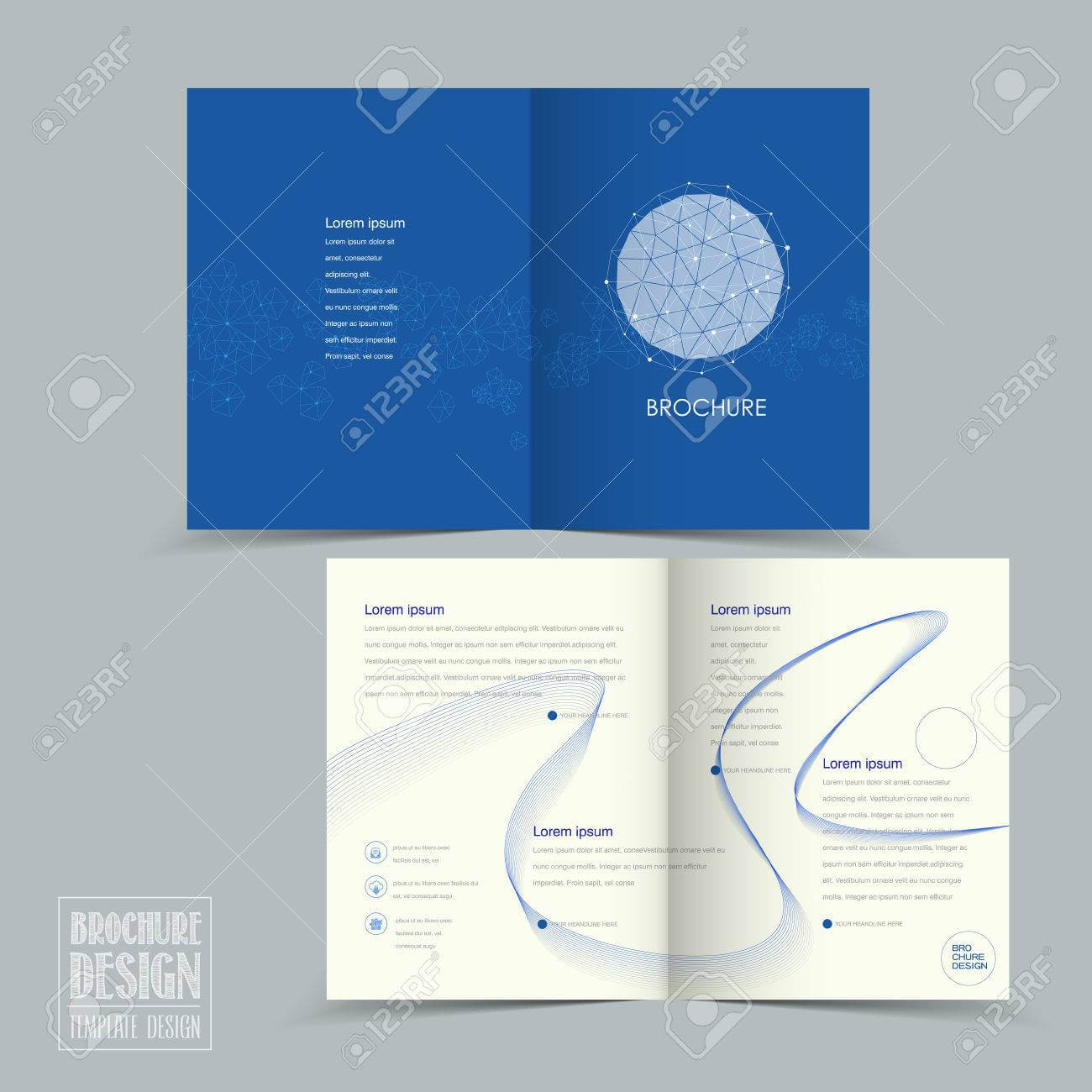 Simplicity Half Fold Brochure Template Design With Geometric.. Intended For Half Page Brochure Template
