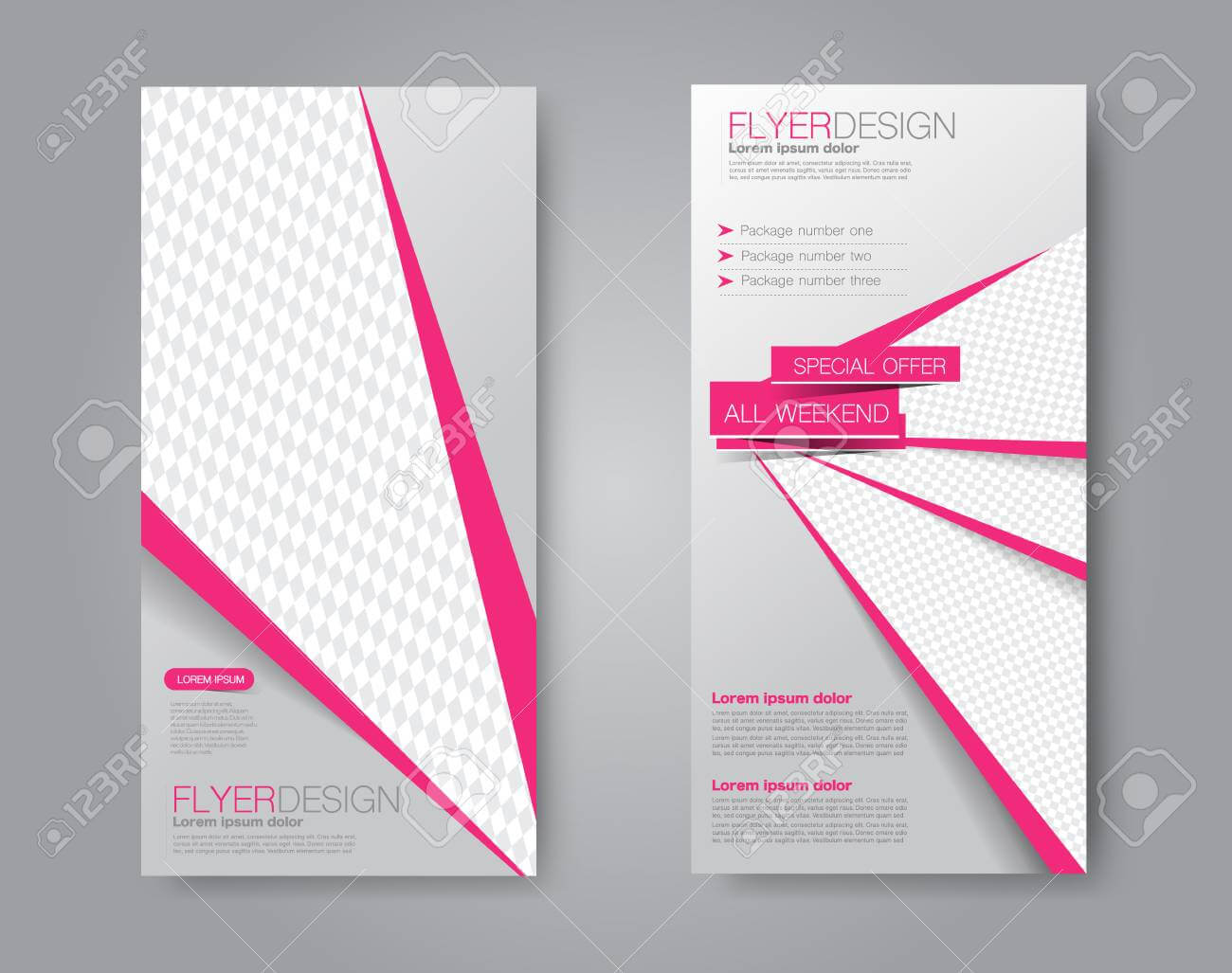 Skinny Flyer Or Leaflet Design; Set Of Two Side Brochure Template.. Throughout One Sided Brochure Template