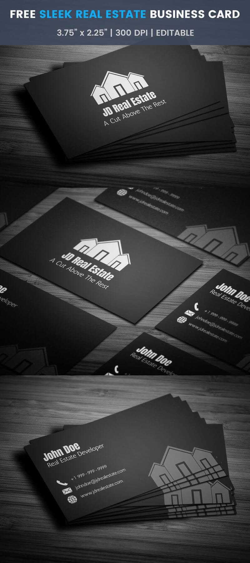 Sleek Real Estate Business Card – Full Preview | Free Within Real Estate Business Cards Templates Free