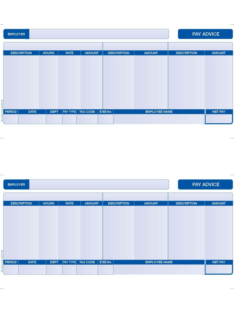 Slpay1 – Compatible Sage Payslips – 2 Per Page (Blue) – Various Pack Sizes Inside Blank Payslip Template