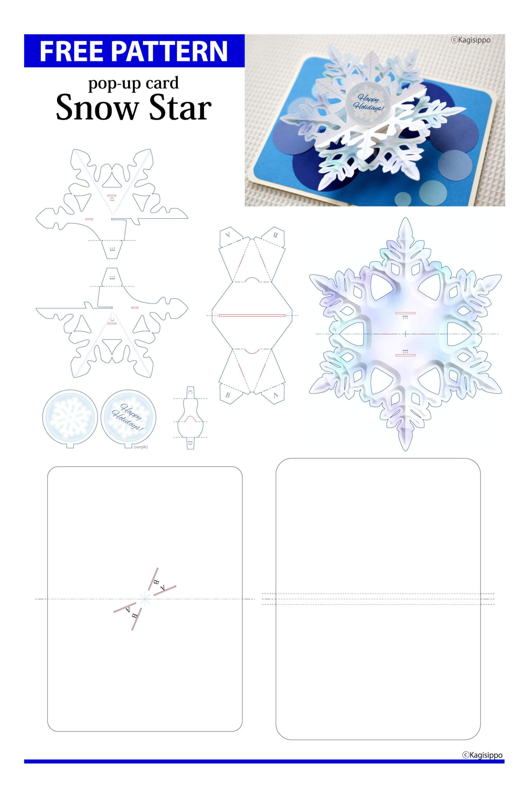 Snowflake Card | Pop Up Card Templates, Kirigami Patterns For Diy Pop Up Cards Templates