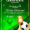 Soccer Certificate Diploma With Golden Cup Vector. Football Inside Soccer Award Certificate Template