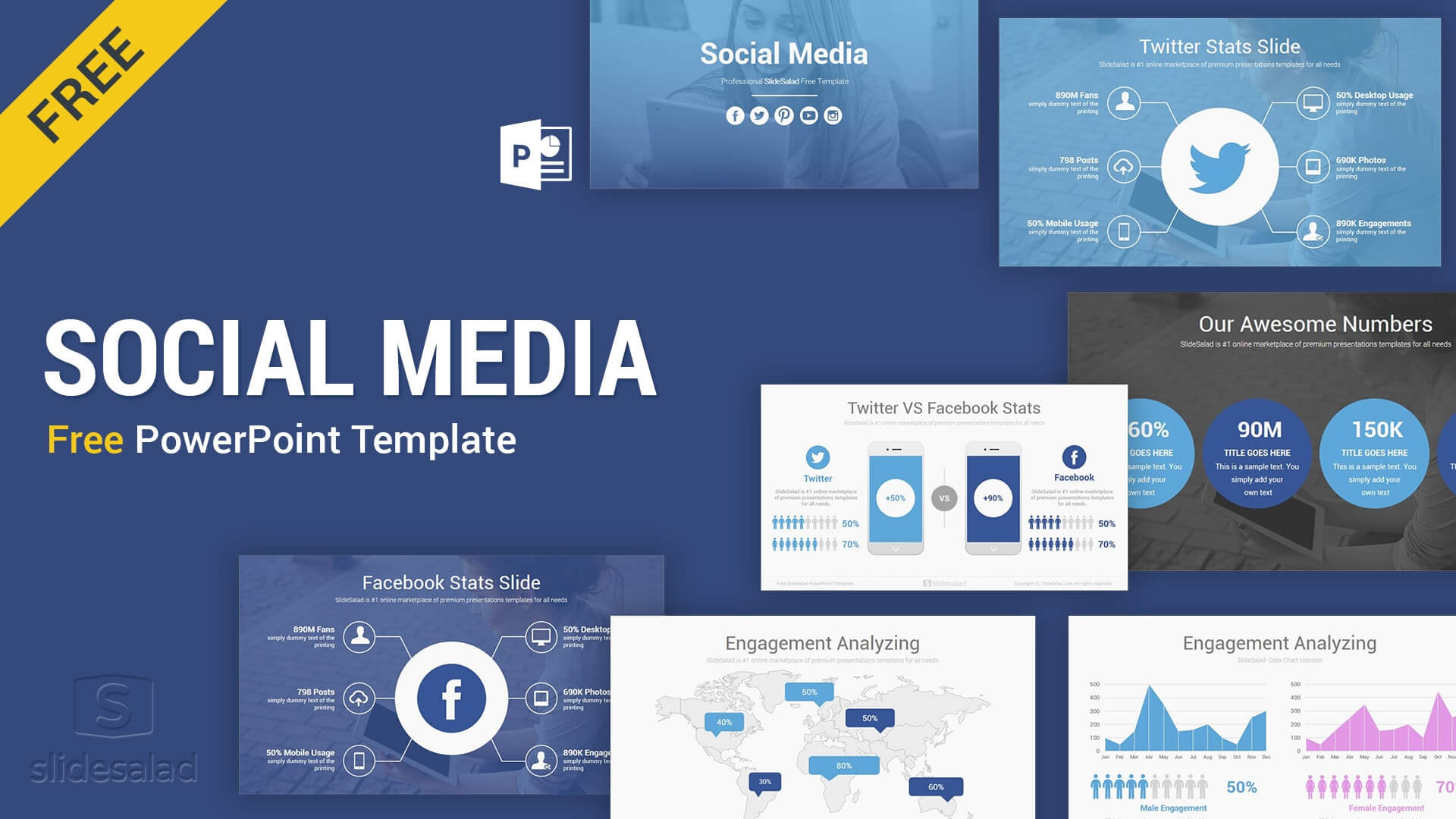 Social Media Free Powerpoint Template Ppt Slides – Slidesalad In Powerpoint Sample Templates Free Download