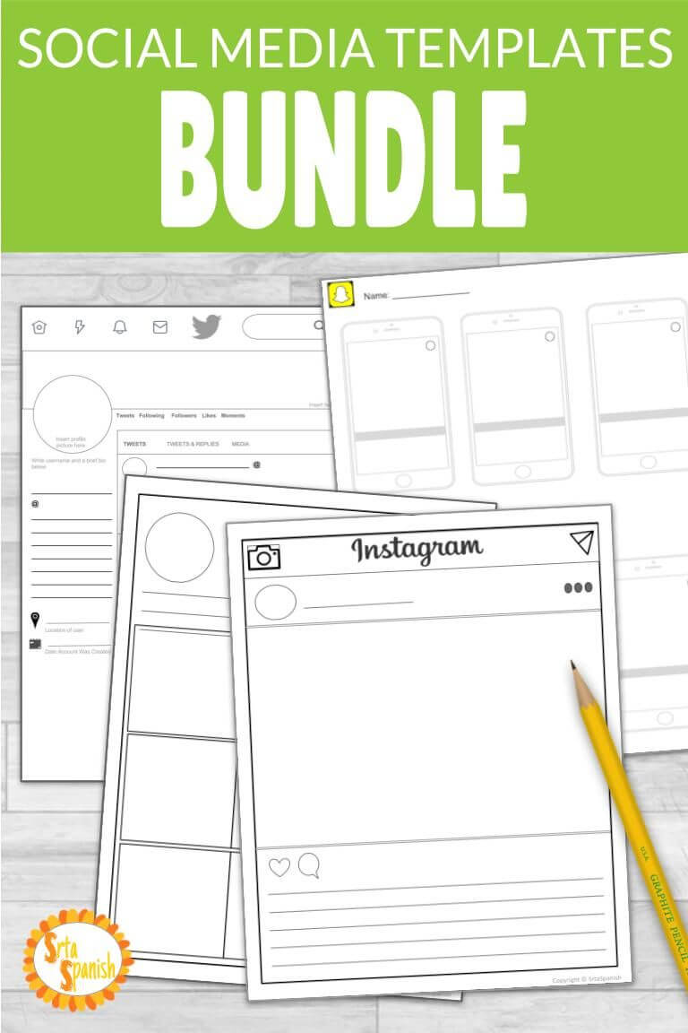 Social Media Template Bundle Instagram, Snapchat, & Twitter Intended For Book Report Template In Spanish