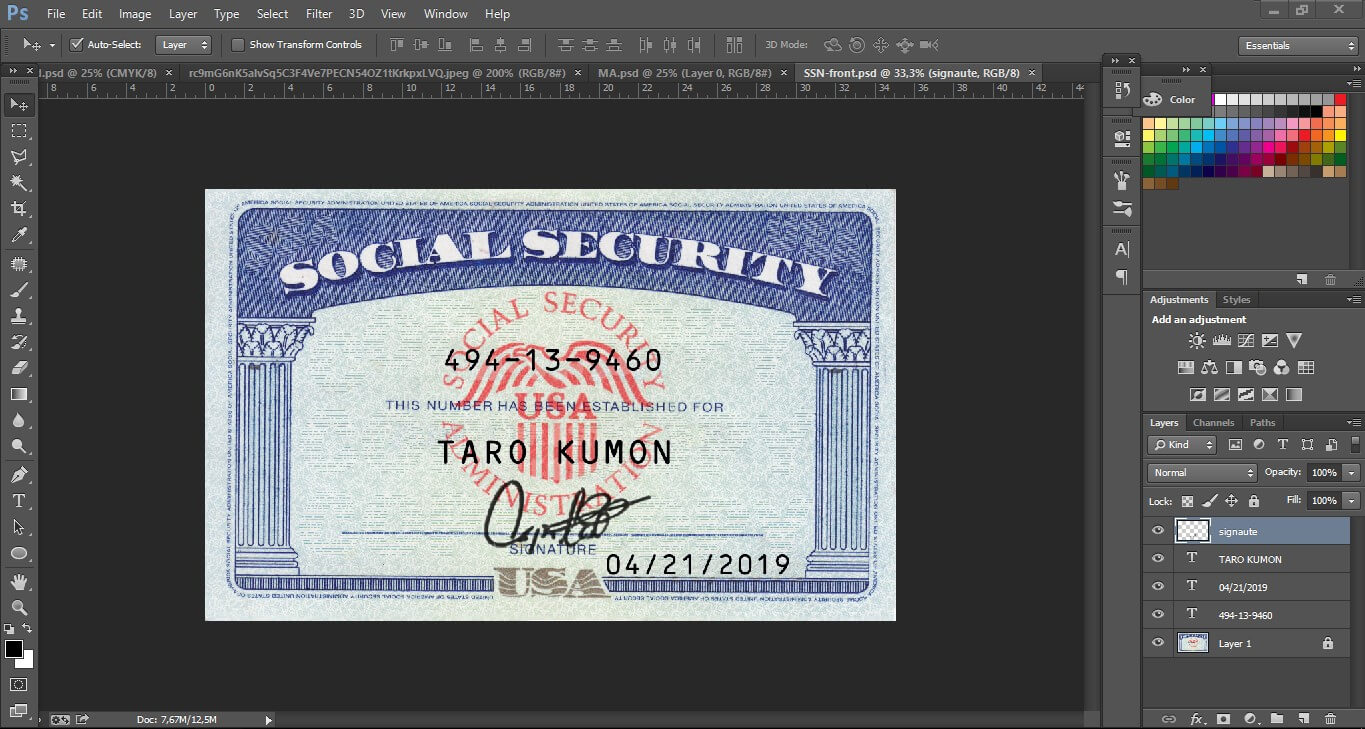 Social Security Number Card Editbale Psd Template – Psd Pertaining To Social Security Card Template Psd