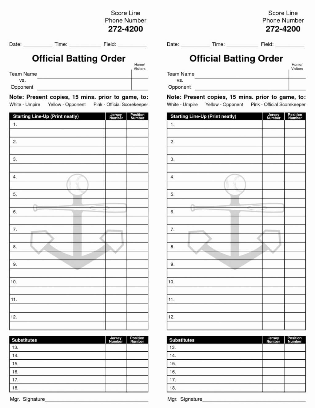 Softball Field Line Up Intended For Free Baseball Lineup Card Template