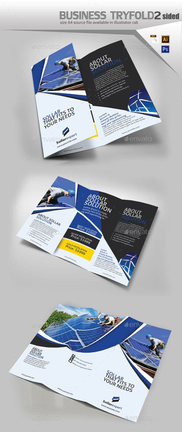 Solar Panel Trifold Double Sided – Brochures Print Templates Regarding Double Sided Tri Fold Brochure Template