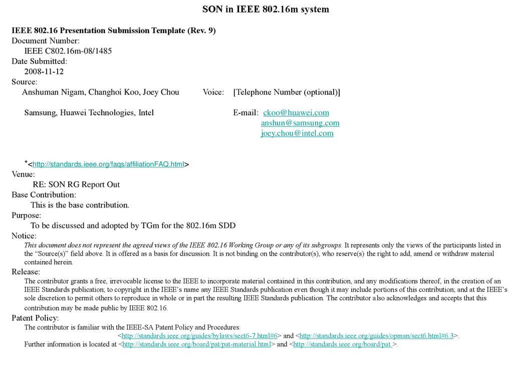Son In Ieee M System Ieee Presentation Submission Template For Rapporteur Report Template