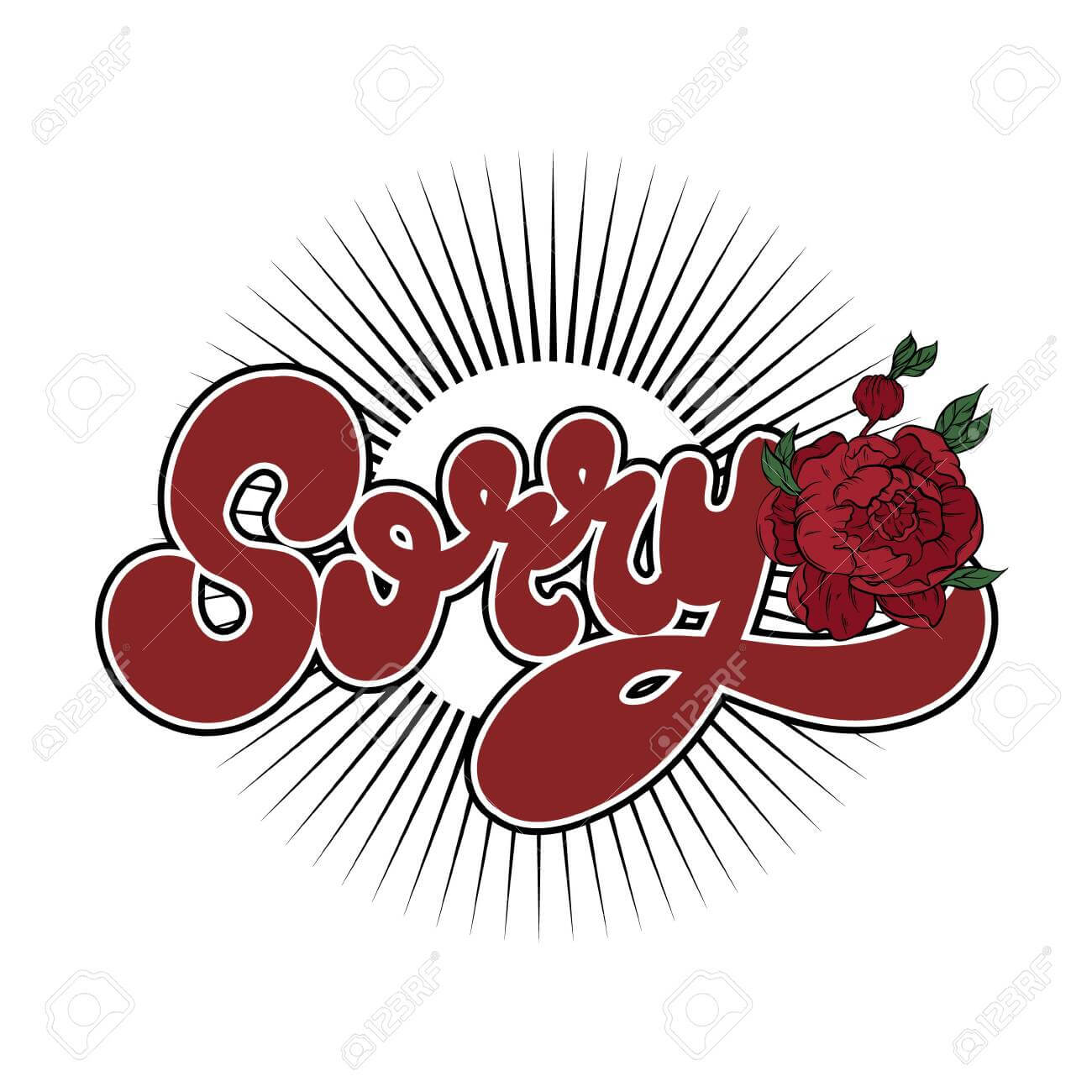 Sorry. Vector Hand Drawn Lettering Isolated. Template For Card,.. Within Sorry Card Template