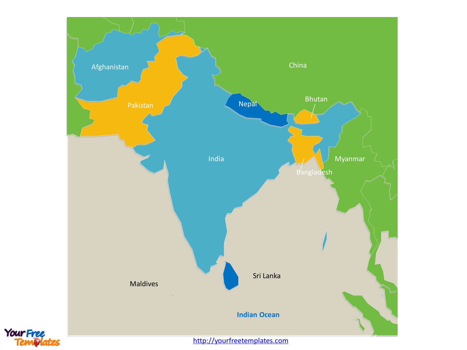 South Asia Map Free Templates – Free Powerpoint Templates Regarding Blank City Map Template