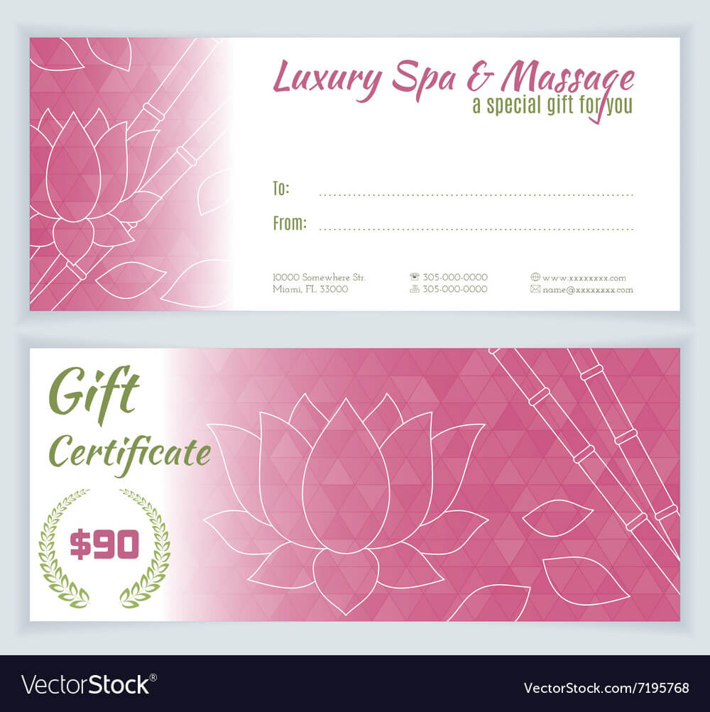 Spa Massage Gift Certificate Template Inside Massage Gift Certificate Template Free Download