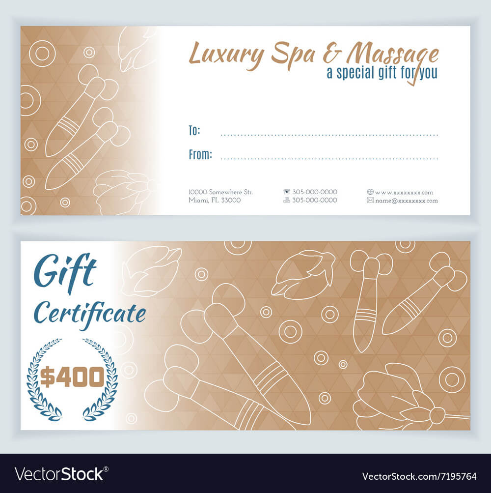 Spa Massage Gift Certificate Template Royalty Free Vector Throughout Massage Gift Certificate Template Free Download