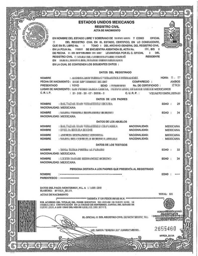Spanish Birth Certificate Translation | Burg Translations With Regard To Mexican Birth Certificate Translation Template