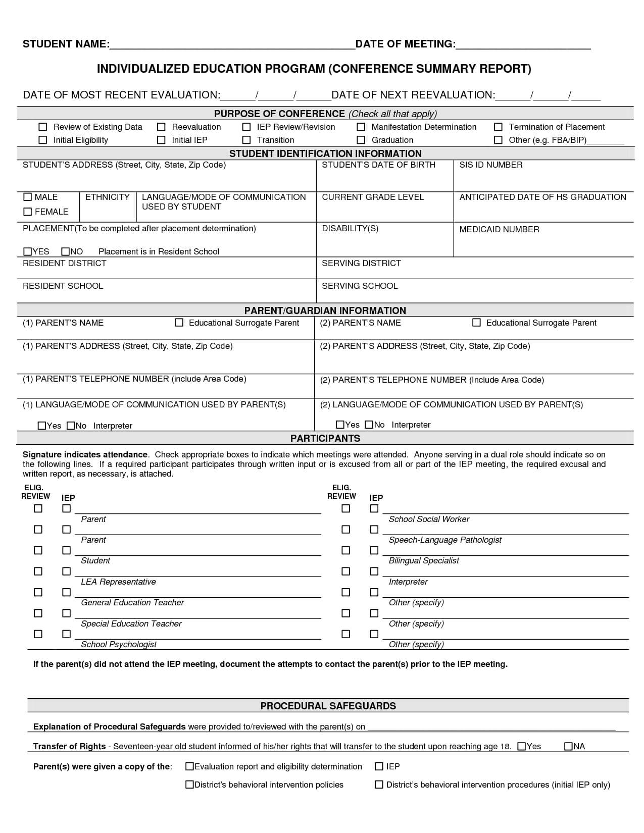 Special Education Iep Template | Best Photos Of Sample Iep Within Blank Iep Template