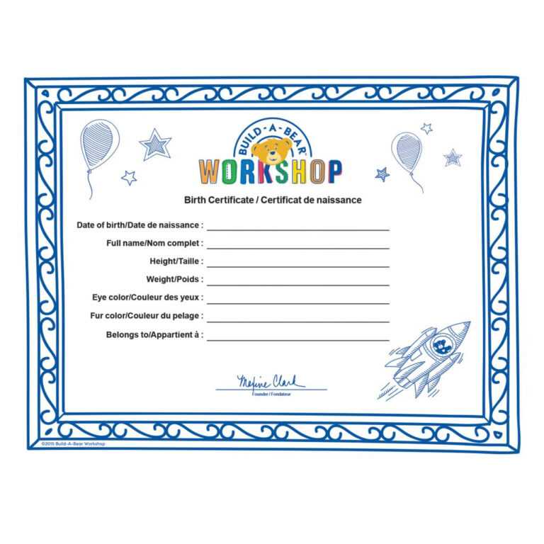 Printable Stock Certificates Blank Gift Vouchers Templates In Build A Bear Birth Certificate