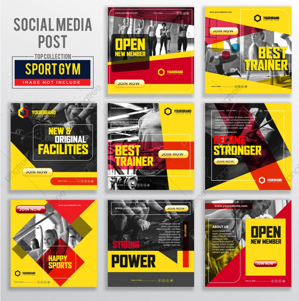 Sports Amp; Gym Social Media Post Banner Template Set With Regard To Sports Banner Templates