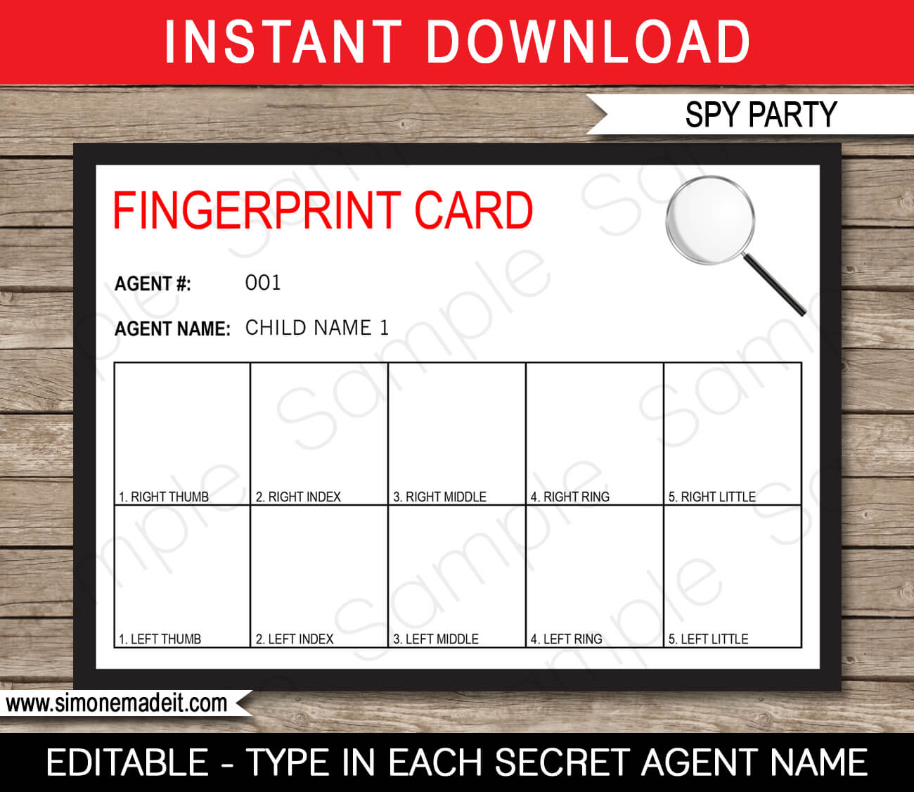 Spy Party Fingerprinting Card Template | Secret Agent Party Pertaining To Spy Id Card Template