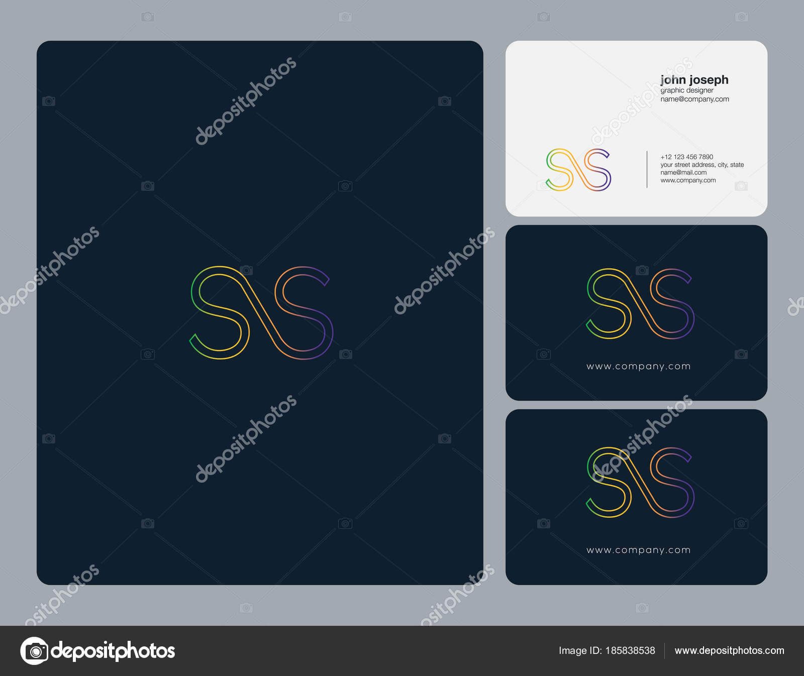 Ss Card Template | Joint Letters Logo Business Card Template Intended For Ss Card Template