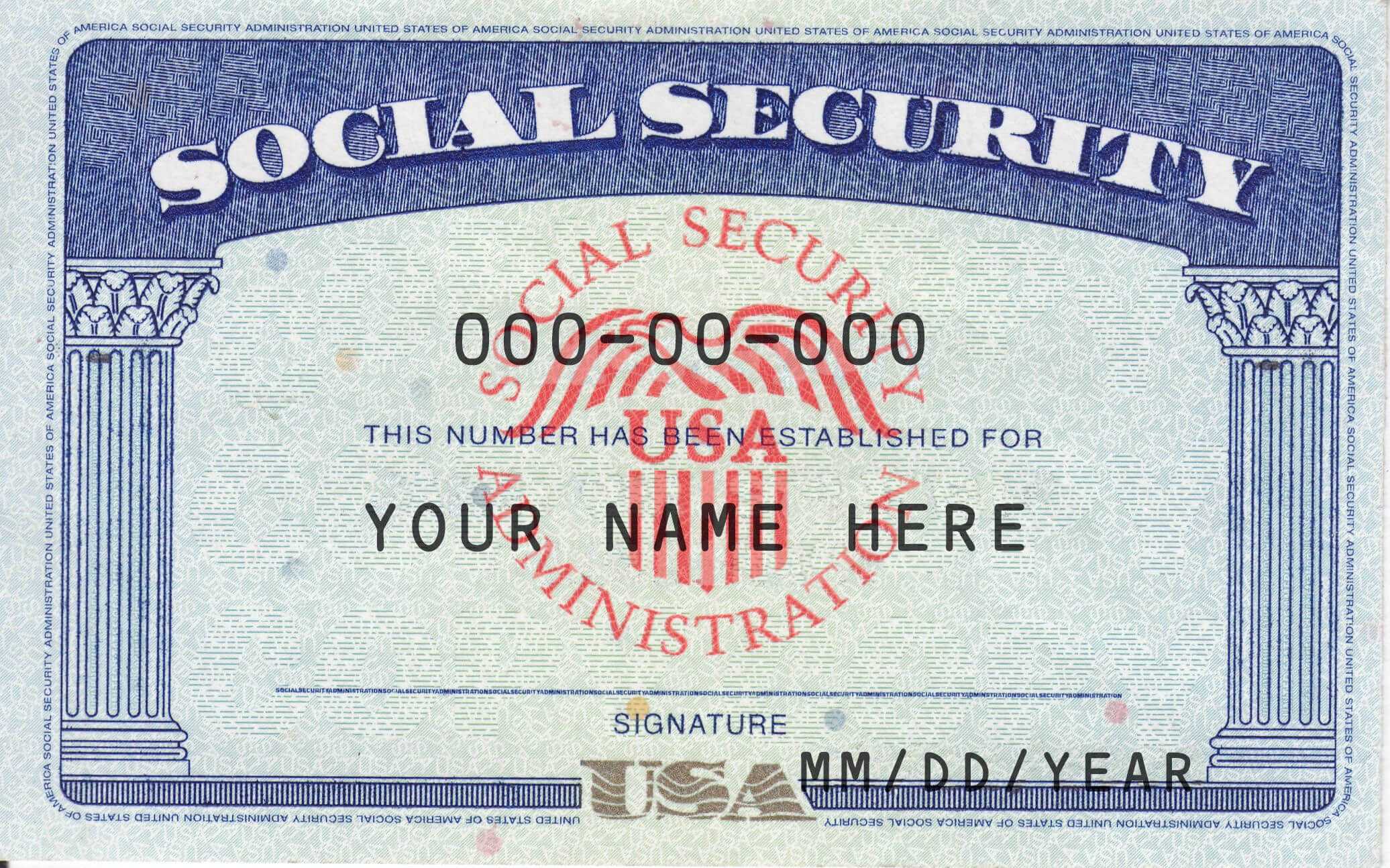 Ssn Editable Social Security Card Social Security Card Intended For Editable Social Security Card Template