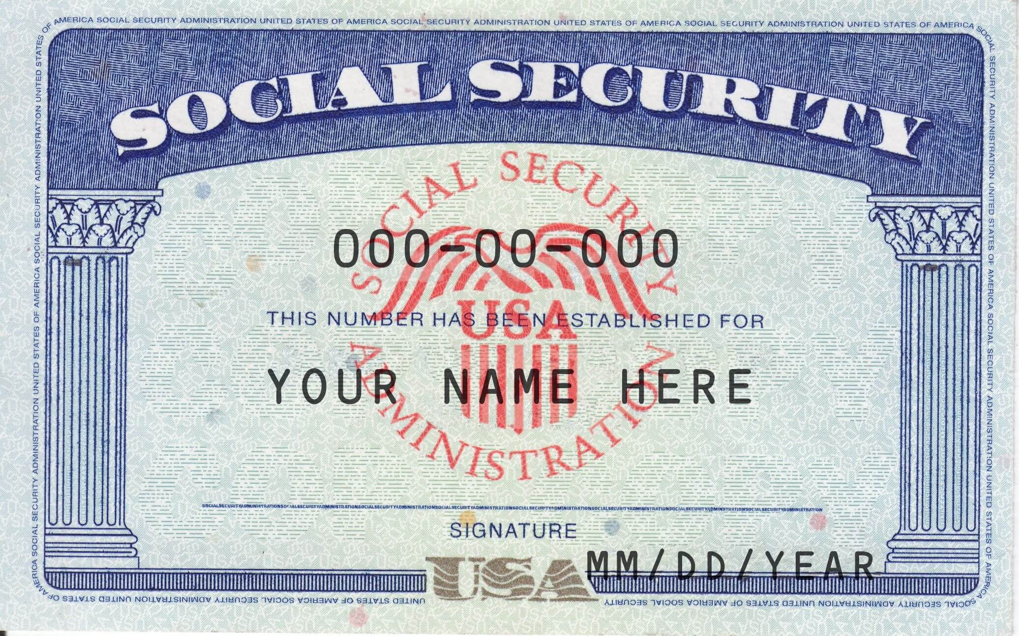 Ssn Editable Social Security Card Social Security Card Throughout Social Security Card Template Free