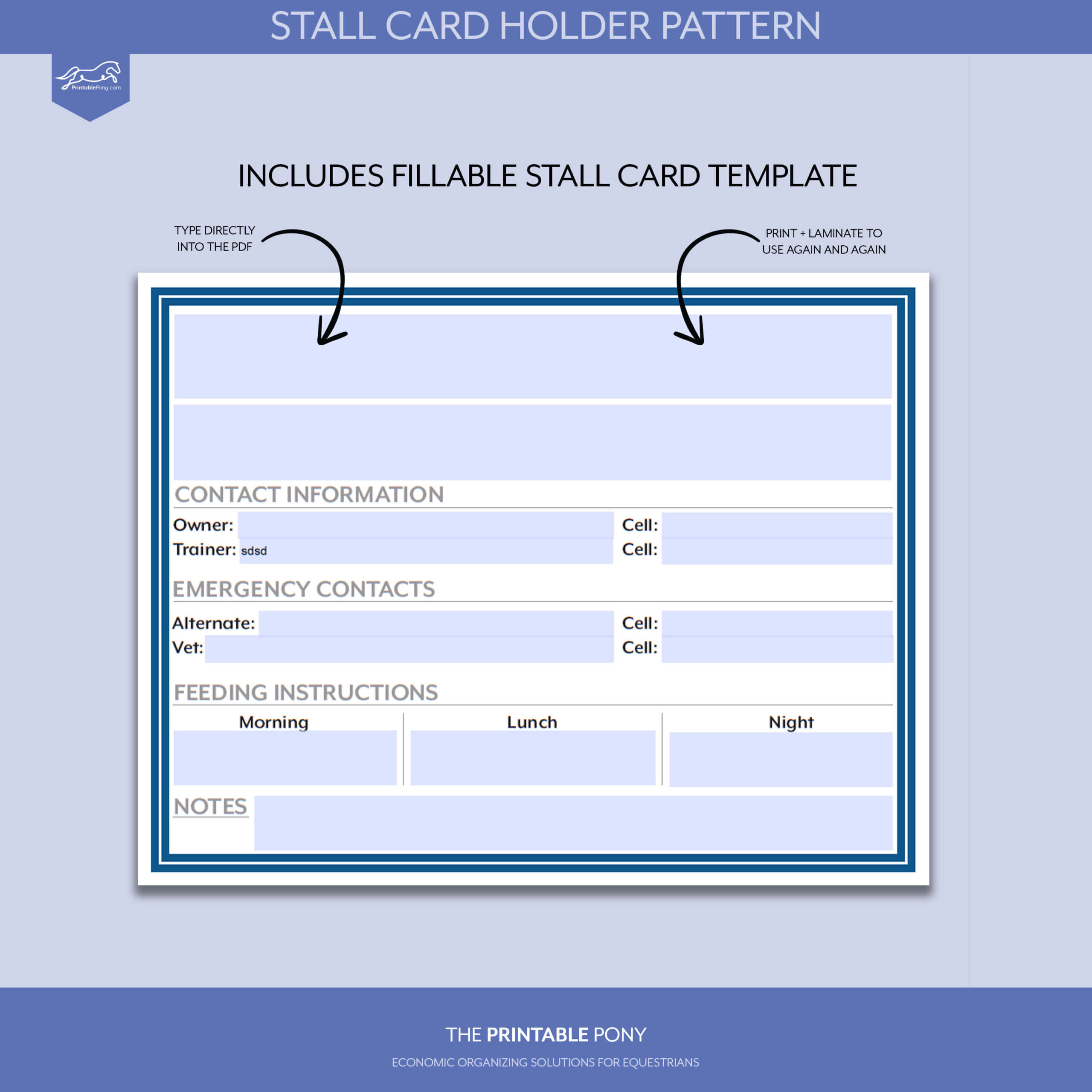 Stall Card Holder Pattern + Printable Stall Card Pertaining To Horse Stall Card Template