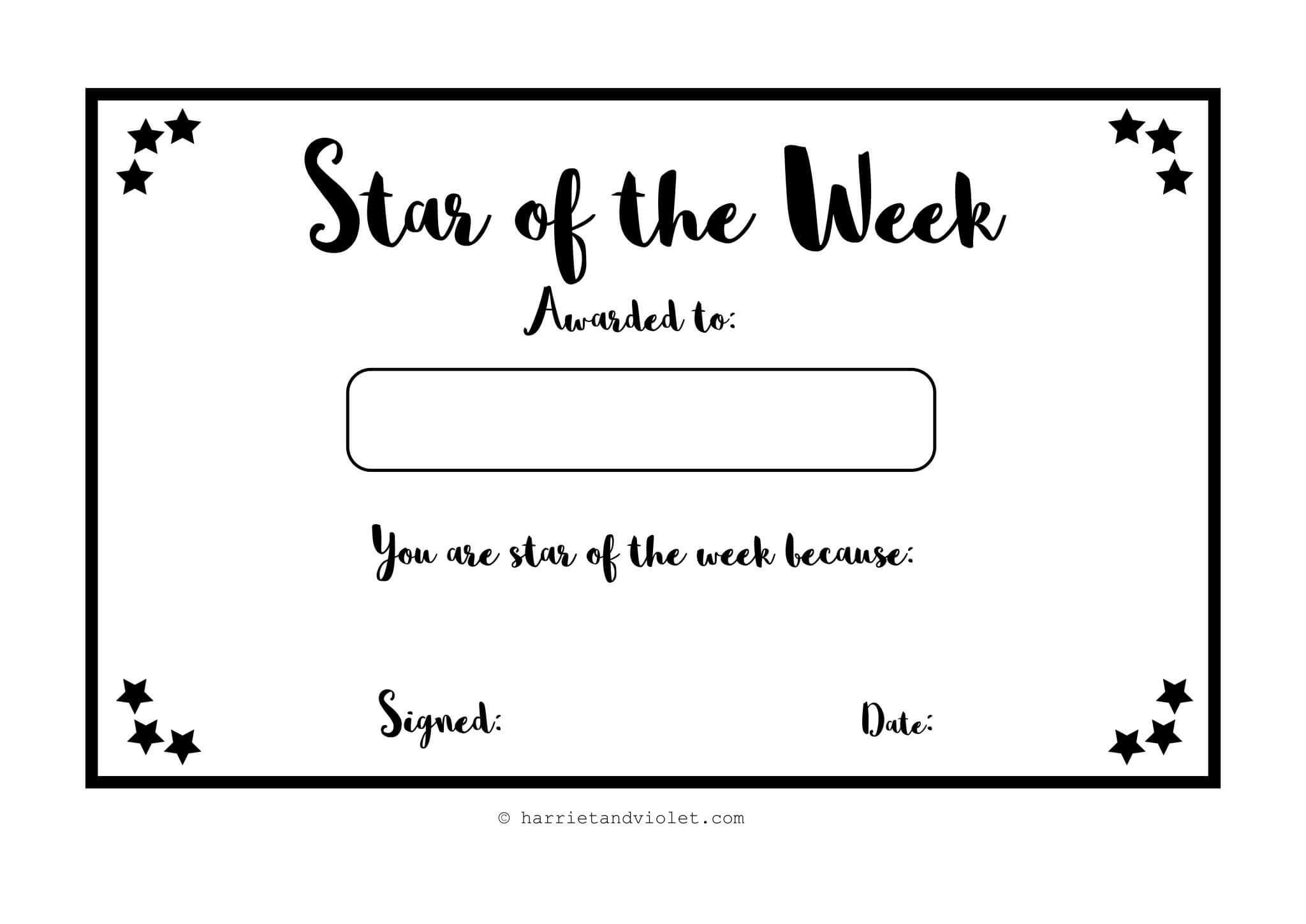 Star Of The Week Templates – Forza.mbiconsultingltd Throughout Star Of The Week Certificate Template