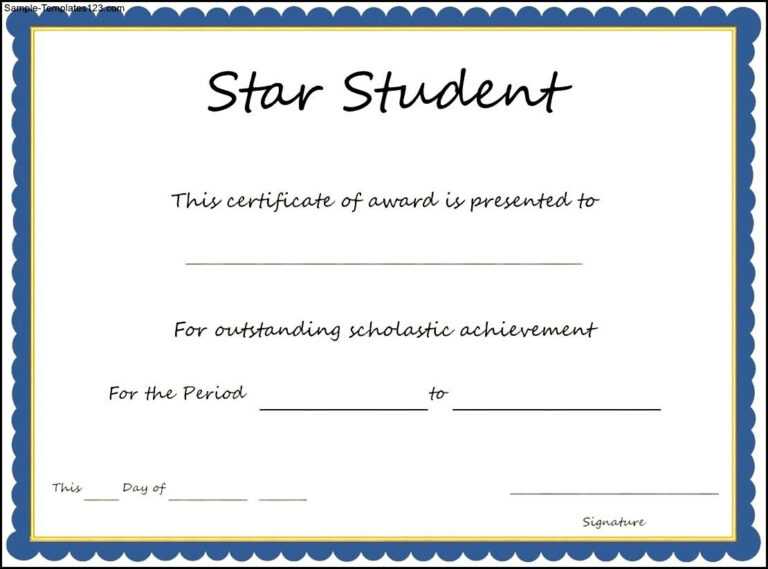 Star Student Award Certificate Template - Sample Templates throughout ...