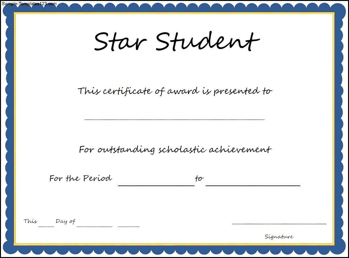 Star Student Award Certificate Template – Sample Templates Throughout Star Award Certificate Template