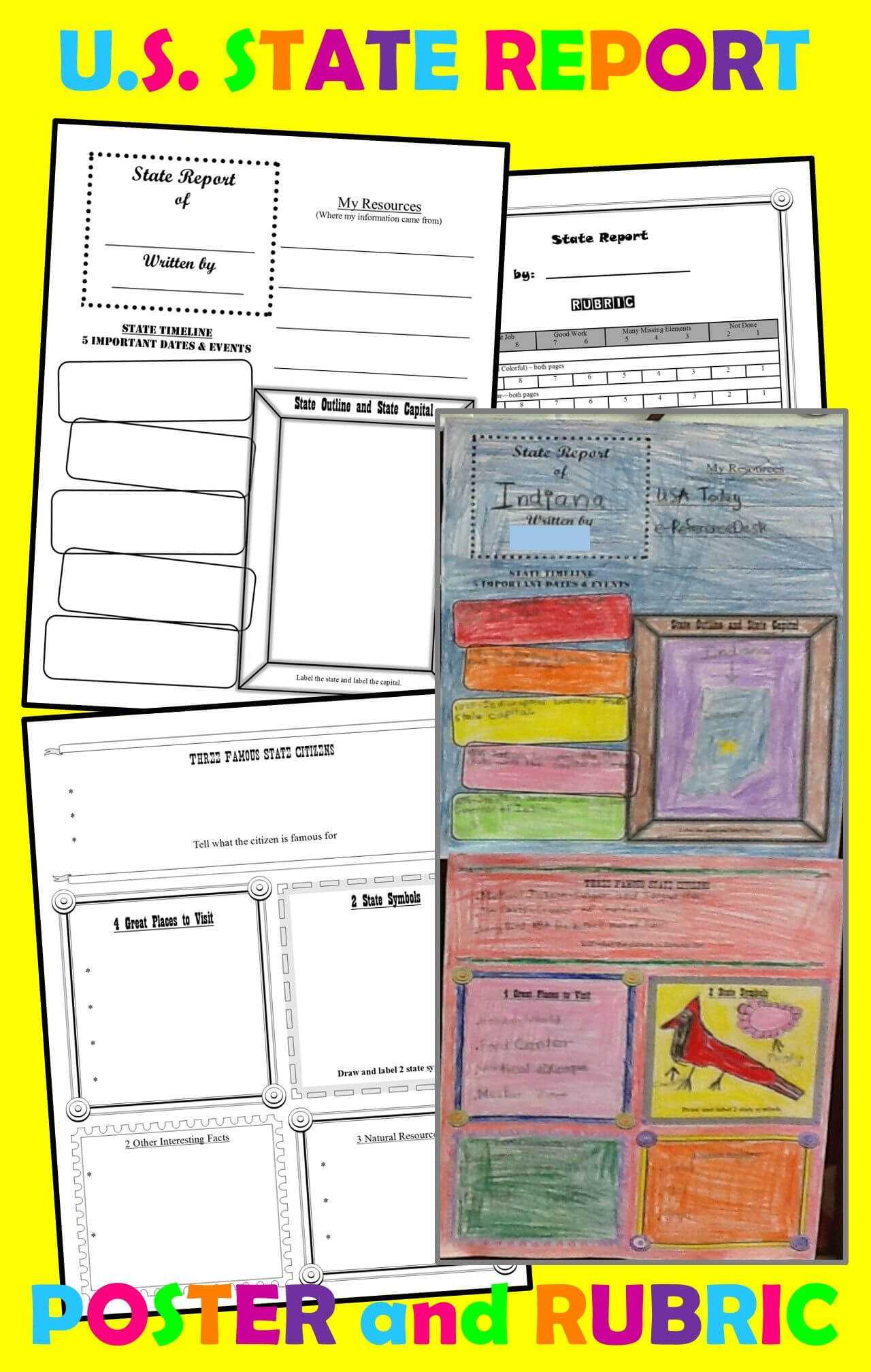 State Report Poster (Template) For Intermediate Grades Intended For State Report Template