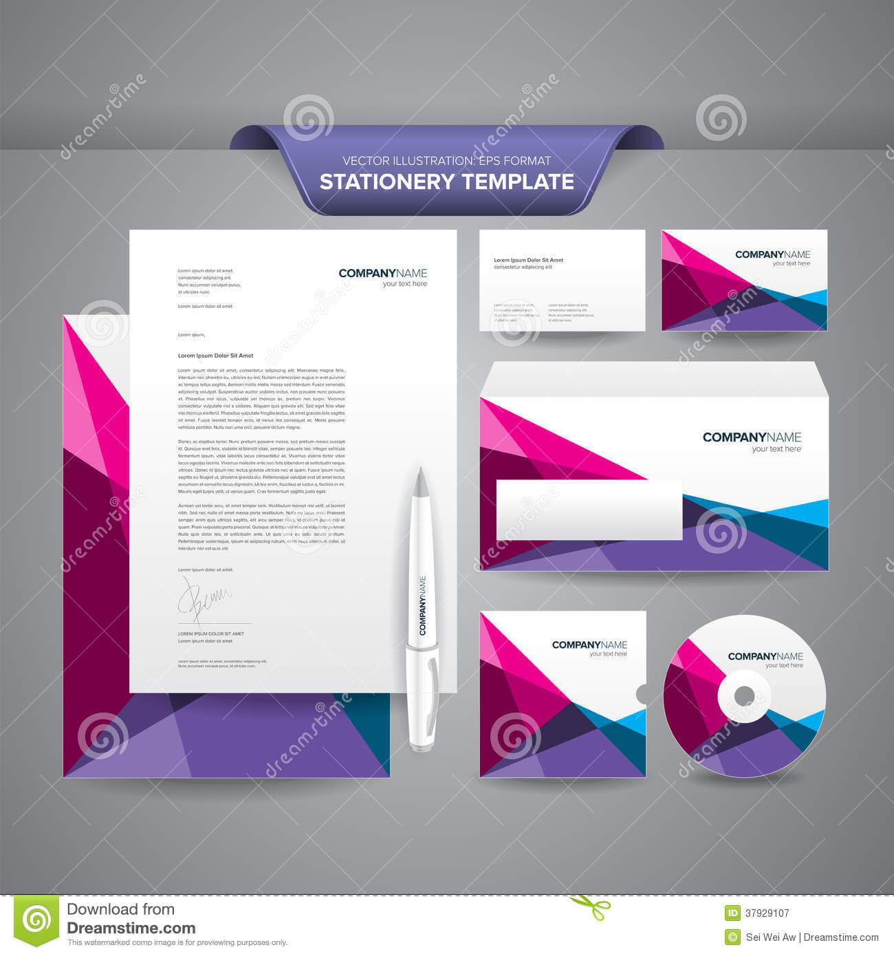 Stationery Template Polygonal Stock Vector – Illustration Of For Business Card Letterhead Envelope Template