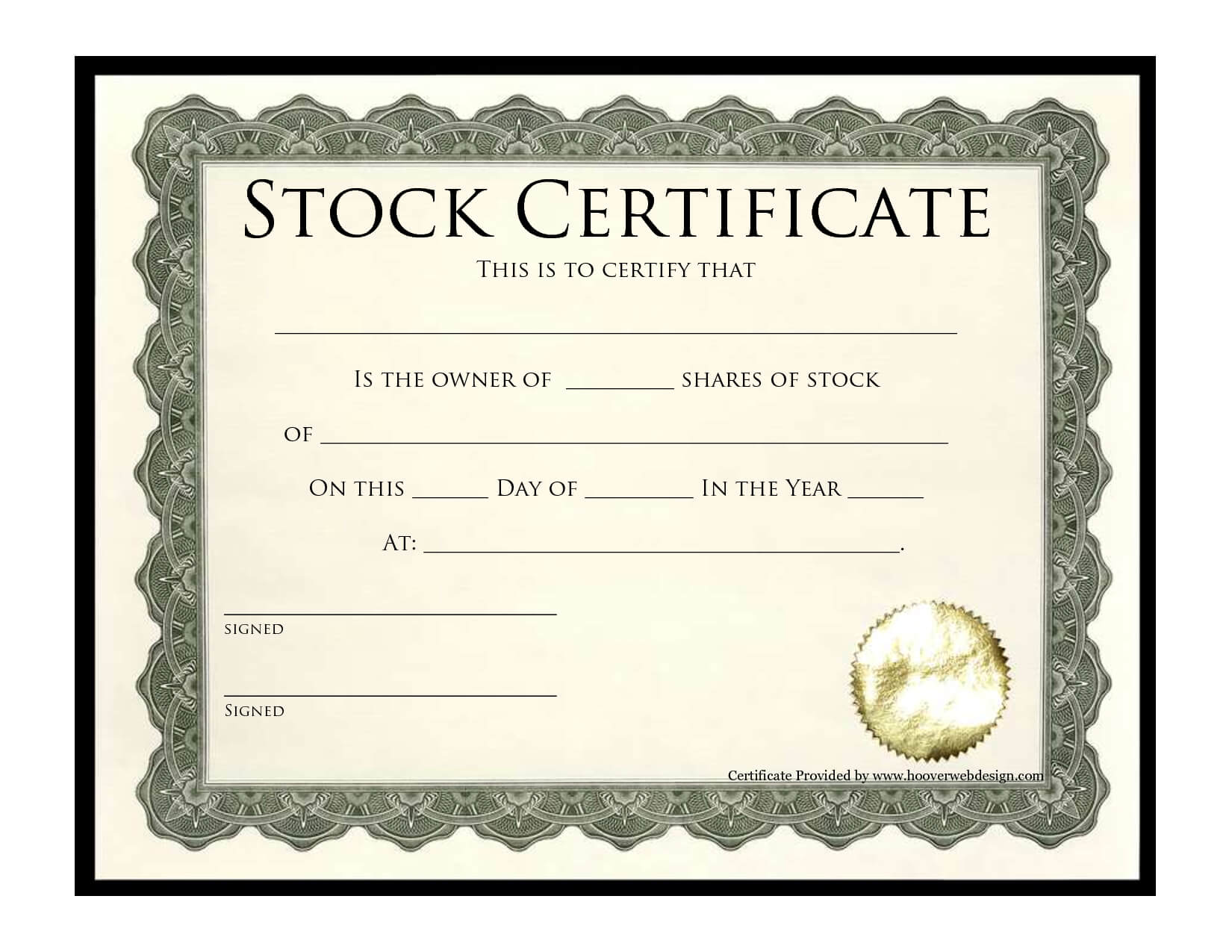 Stock Certificate Template | Best Template Collection With Blank Share Certificate Template Free